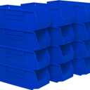 Akro-Mils 30224 AkroBins Plastic Storage Bins, Space-Saving Stackable Bins for Garage, Pantry, Craft Organization, 11" L x 4" W x 4" H, Blue, 12-Pack