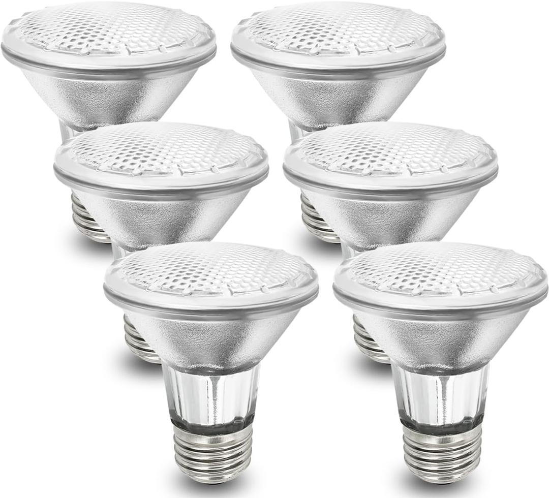 Par20 Bulbs, 6 Pcs 120V 50W Par20 Light Bulbs, E26 Medium Base Long Lasting Life High Output Reflector Flood Lights Replacement Range Hood Light - Warm Light