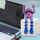 3D Printed Articulated Gnome Figurine - Hip-Hop Rock Hand Gesture, Movable Chain Joints, Gradient Pink-Orange - Christmas Decor & Fun Desk Toy