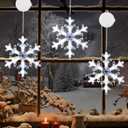 BHCLIGHT 3 Pack Christmas Window Lights, Cool White Snowflakes, Battery Operated Christmas Window Decorations Light up with Suction Cup and Timer Function for Window Glass Wall Decor