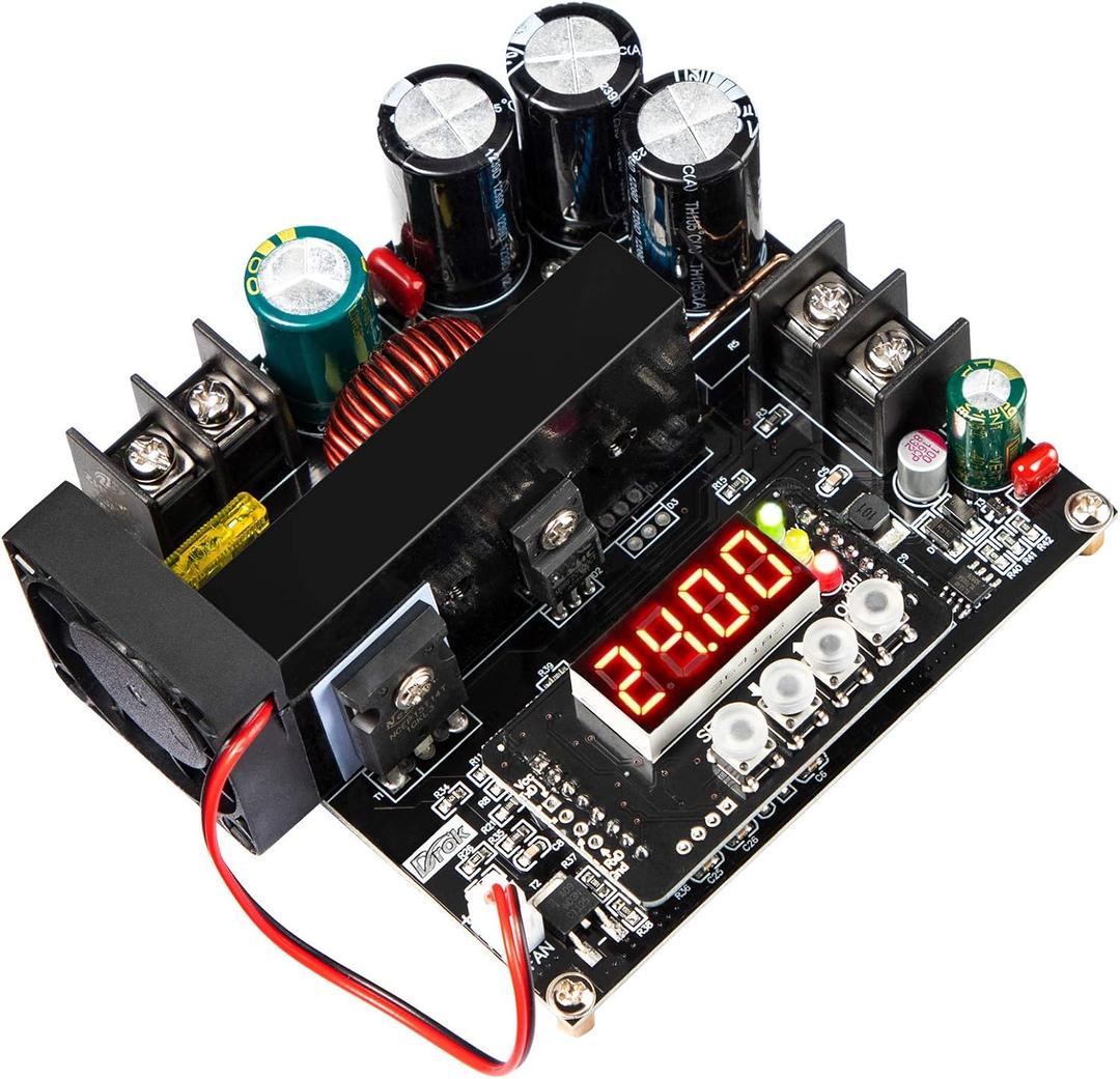 DROK DC Boost Converter 900W, 8-60V to 10-120V 15A Step Up Converter Adjustable Voltage Regulator Output 48V 24V 12V Power Supply with LED Display Cooling Fan