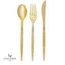 Wholesale Gold Glitter Plastic Cutlery Set | 32 Pieces