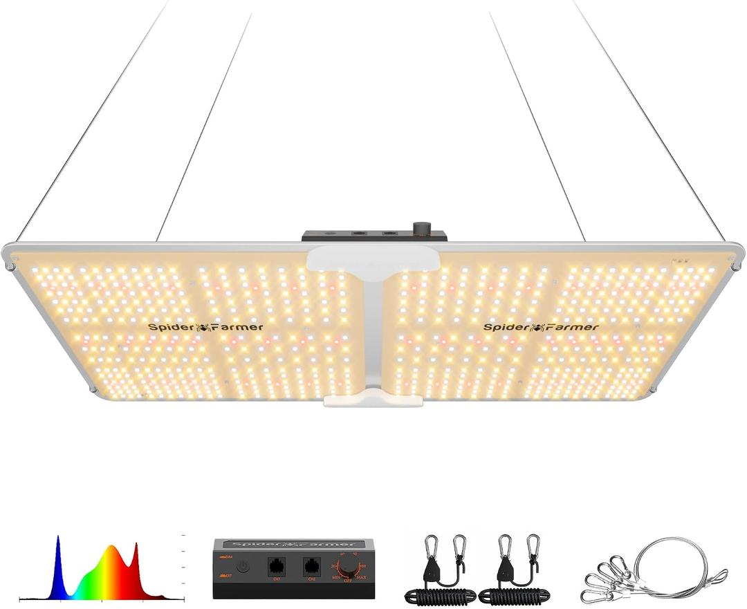 Spider Farmer SF2000 200W LED Grow Light for Indoor Plants, Upgraded High Efficiency LEDs, Dimmable Full Spectrum High PPFD, Deep Penetration for Seed Starting/Vegetables/Bloom in 2x4 Grow Tent