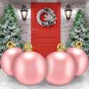 Jetec 4 Pcs Giant Inflatable Christmas Ball Large Xmas Inflatable Ornaments PVC Outdoor Holiday Blow Ball Outside Yard Lawn Porch Decorations (Solid, Pink)