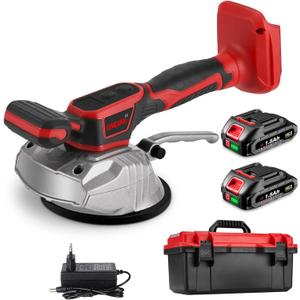 Tile Vibration Tool with 2 x 20V Batteries, Tile Installation Leveling Machine 18000r/Min, Tile Suction Cup Vibrating Tool 200kg Adsorption, 8 Adjustable Speed & LCD Display for Floor, Tile, Wall
