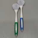 Amazer Dish Brush with Handle, 2 Pack Kitchen Scrub Brushes for Cleaning, Dish Scrubber with Stiff Bristles for Sink, Pots, Pans (Blue+green)