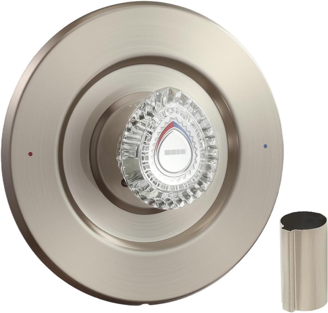 Satin Nickel Shower Trim Kit, Compatible with Moen T470 31661SN Chateau Series Shower Trim Kit and Tub/Shower Trim, for Moen 1225 Trim Kit, Includes Escutcheon, Tubes, Shower handle and Screws