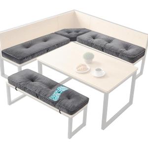 4 Piece Breakfast Nook Cushions Kitchen Corner Nook Cushion Set Shredded Foam Support 3 inch Thick Bench Seat Cushion Pad for Dining(Gray)