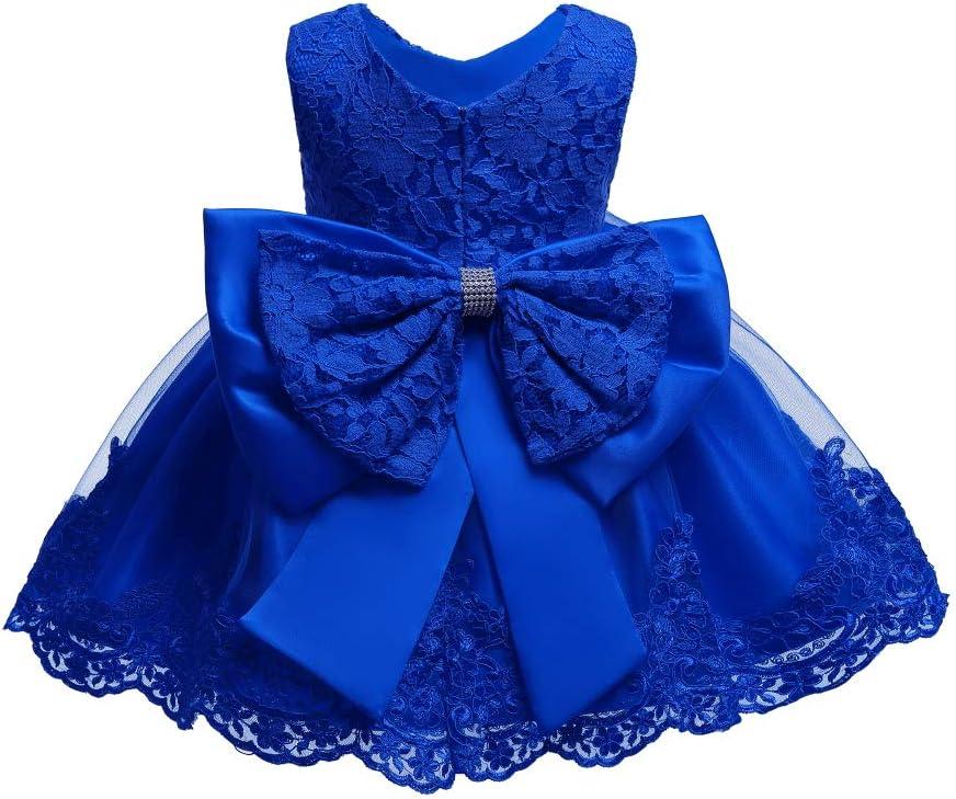 0-6T Toddler Baby Girl Embroidered Tutu Ball Gown Lace Dresses with Headwear (18-24 Months, Royal Blue)