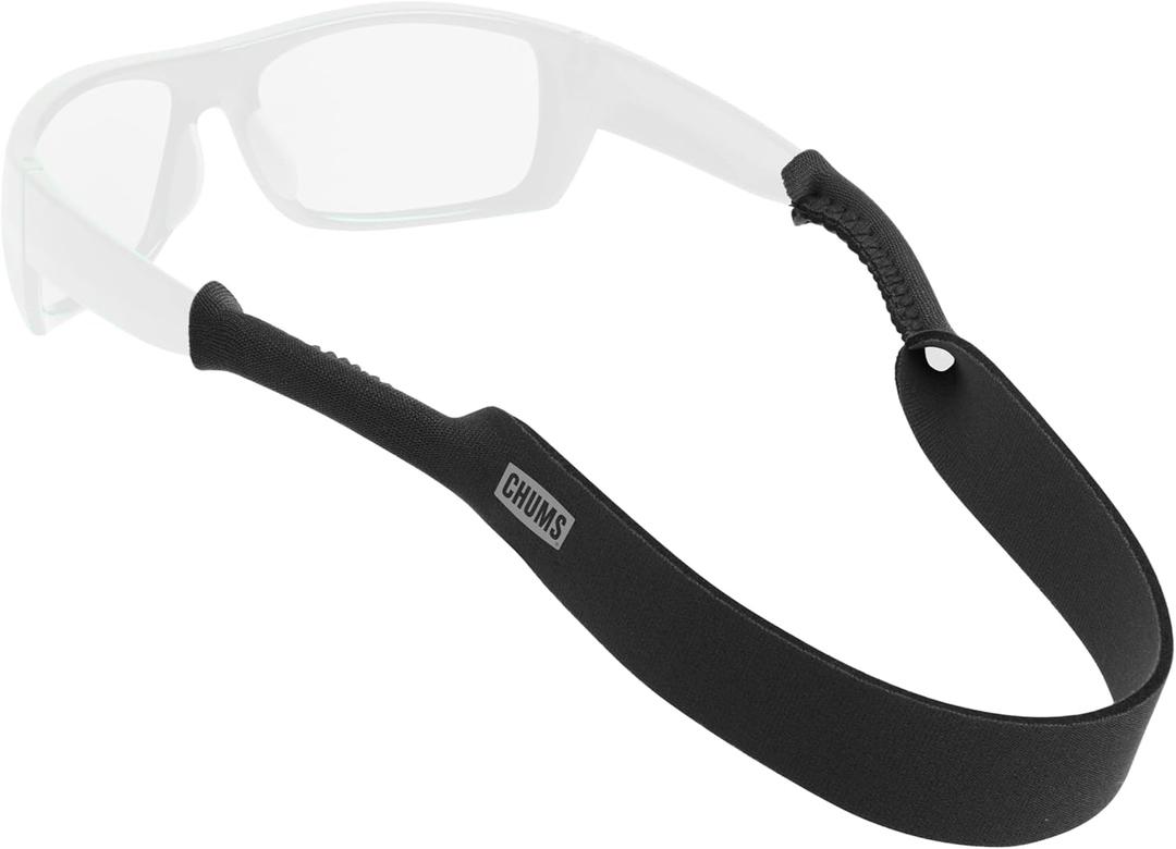 Chums Neoprene Glasses Strap - Patterned Eyewear Retainer & Durable Floating Sunglasses Sport Strap (Black)