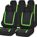 Zpana Car Seat Covers, Full Set Split Non-Slip Vehicle Front & Rear Seat Protector, Durable Comfortable Automotive Interior Chair Protective Cover, Universal for SUV Automobile Truck (Black/Green)