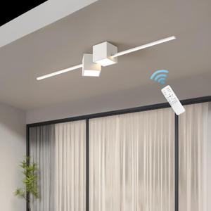 Modern Linear Ceiling Lights dimmable LED Ceiling Lamp Semi Flush Mount with Remote Control Lighting Fixture for Bedroom Kitchen Closet Dining Room Cloakroom Hallway Balcony Living Room