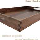 20 x 12.5 Inches Medium Rectangle Black Walnut Wood Ottoman Tray with Handles, Serve Tea, Coffee or Breakfast in Bed, Classic Wooden Decorative Serving Tray