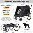 Beberoad Pets R8 Pro Extra Large Foldable Pet Stroller, Dog Stroller & Pet Trailer for Large Dogs Under 100 lbs, Unmovable, Disabled & Pregnant Dogs - Conveniently Carriable by Bike and Car, Black