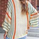 Dokotoo Womens 2026 Spring Summer Casual Crewneck 3/4 Sleeve Striped Lightweight Knit Trendy Boho Tops Pullover Sweaters (M)