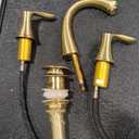 PARLOS Widespread Bathroom Faucet 2 Handles with Pop Up Sink Drain and cUPC Faucet Supply Lines, Brushed Gold, Demeter 1364708