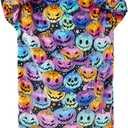 Moinlizy Wearable Blanket Hoodie, Long Thick Hooded Blanket Oversized for Adults Women Men with Pocket and Sleeves (Colorful Pumpkin)