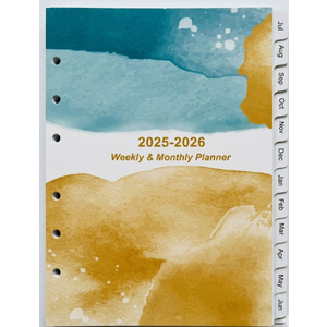 2025-2064 Planner Refills - 2025-2026 Weekly & Monthly Planner Refill, July 2025-June 2026, 7-Hole Punched, Desk Size 4, 5.8" x 8.3", Ocean