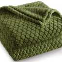 Fleece Throw Blanket for Couch and Bed,Extra Soft Warm Decorative Fuzzy Throws for Women,Lightweight Cozy Blankets Size 50x60 Inches, Olive Green