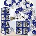 Graduation Decorations 2026 Graduation Party Decorations Set of 4 Boxes with 129pcs Balloons Arch Garland Kit Party Supplies for Any Grades Blue