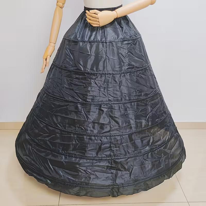 Women's Black 6-Hoop Petticoat Skirt Crinoline Underskirt for Ball Gown Wedding Dress