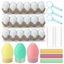 Lunmon 129 Pcs Dyeable Easter Eggs Kit Egg Decorating Kit with Blue Tray Measuring Cup DIY Tools for Easter Party Supplies Hunt Activity