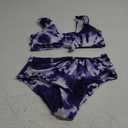 ZAFUL Women's High Waisted Tankini Swimsuit Scoop Neck Ruched Bikini Set Sporty 2 Piece Bathing Suit (Large)