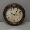 HYLANDA Wall Clock, 12 Inch Silent Non Ticking Battery Operated Clocks, Decorative for Living Room, Bedrooms, Kitchen (Bronze)