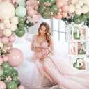 153Pcs Pink and Sage Green Balloon Arch Kit, Baby in Bloom Baby Shower Decorations for Girl Boxes with Letters (A-Z+Baby) for Boho Floral Baby Shower Birthday Gender Reveal Party Supplies