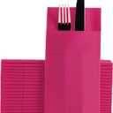 Fuchsia Dinner Napkins Cloth Like with Built-in Flatware Pocket, Linen-Feel Absorbent Disposable Paper Hand Napkins for Kitchen, Bathroom, Parties, Weddings, Dinners or Events, 1/8 Fold, Pack of 50