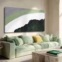 GAIDUOMAI Large Textured Wall Art Green Wall Decor Green and White Geometric Abstract Canvas Wall Art for Bedroom Neutral Artwork for Living Room 29"x 58"