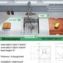 Undermount Kitchen Sink, 15 x 17 x 10 Inch Bar Sink 16 Gauge Stainless Steel Small Sink Kitchen Single Bowl Workstation with Cutting Board
