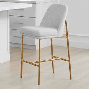 CHITA Counter Height Bar Stool, FSC Certified Metal Barstool for Kitchen Island, 27" H Seat Height,Fabric, Light Grey