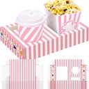 20 Pcs Pink Movie Night Supplies Movie Night Paper Snack Trays Popcorn Candy Holder Theater Snack Boxes Cardboard Holder Food Trays for Party
