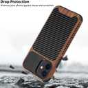 Magnetic Case Compatible with iPhone 11 Case [Compatible with MagSafe] Wood and Leather Carbon Fiber Design Hybrid Shockproof Phone Case (Black)
