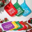 24 Pcs Christmas Pot Holders with Pocket Xmas Potholders Bulk Christmas Oven Mitts Heat Resistant Hot Pad Baking Gift Cookie Bag for Kitchen Baking Cooking (Classic,Vivid)