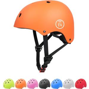 67i Bike Helmet Skateboard Helmet for Adult Cycling Bicycle Scooter Helmets for Men Women Adjustable for Multi-Sport Bicycle Scooter Inline Cycling Skateboarding (Large, Orange)