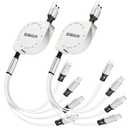 Multi Charging Cable,USB A to 4 in 1 Retractable Lightning/Dual Type-C/Micro Port Fast Charger Cord for iPhone 17 16 15 14 13 12 Pro Max,Galaxy S24/S23,Cell Phones Tablets Universal Use2Pack-3.3ft