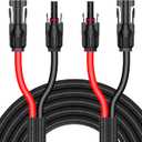 10Ft 10AWG Solar Cable Extension with Protection Cover, Solar Wire with Tool-Free Solar Connectors, IP68 Waterproof PV Cable, Solar Panel Extension Cable 10Gauge for Home Boat RV Solar Panels(10ft)