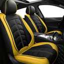 Seat Cover for Dodge Challenger 2008-2023, Durable Waterproof Sports Seat Cover，Premium Leather Seat Protector(2 Seats Standard, Black Yellow)