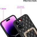 Luxury Compatible with iPhone 14 Pro Max Case with Glitter Diamond Stand, Soft Quilted Leather Design for Women & Girls 6.7" (Orange)