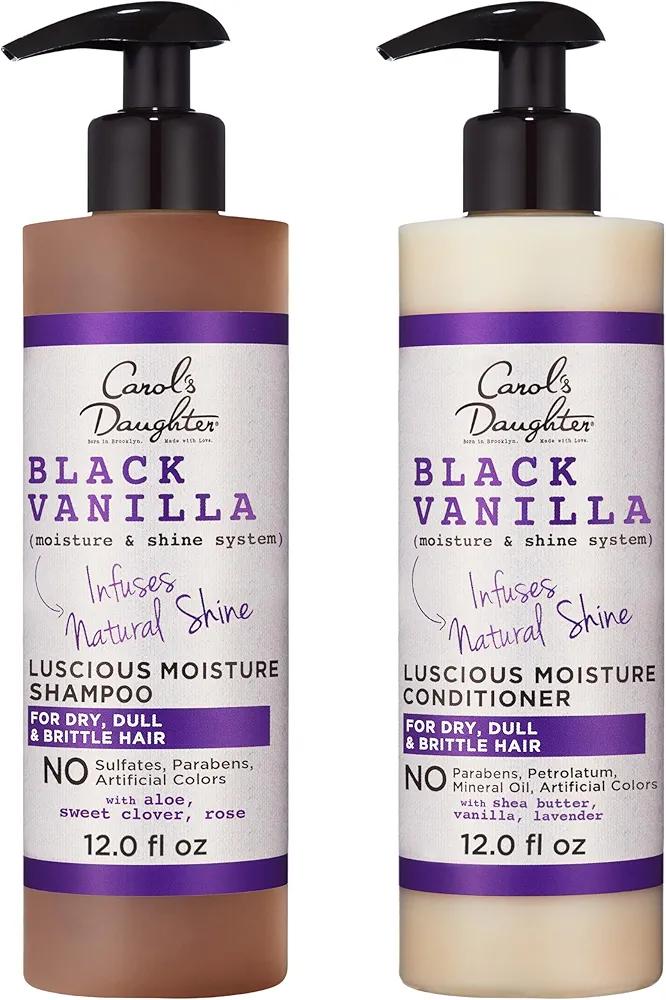 Carol's Daughter Black Vanilla Sulfate Free Shampoo and Conditioner Set for Curly, Wavy or Natural Hair, Moisturizing Hair Care for Dry, Damaged Split Ends, 1 Kit