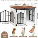 MAHANCRIS Dog Crate Furniture, 31.5" Farmhouse Dog Kennel with Sliding Barn Door, Wooden Dog Cage for Small Medium Dogs, Decorative Pet House Side End Table, Chew-Resistant, White and Walnut DCBA9601