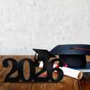 Graduation Decorations 2026 Wooden Table Decor,13x7inch Double Sided Hollowed-out Class of 2026 Black Graduation Centerpieces for Tables,Congrats Grad Party Decorations Indoor Outdoor
