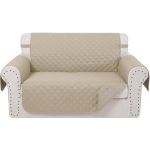 Reversible Loveseat Sofa Covers Couch Cover Furniture Protector(Loveseat,Sand/Beige) (Loveseat-Oversized(54"))