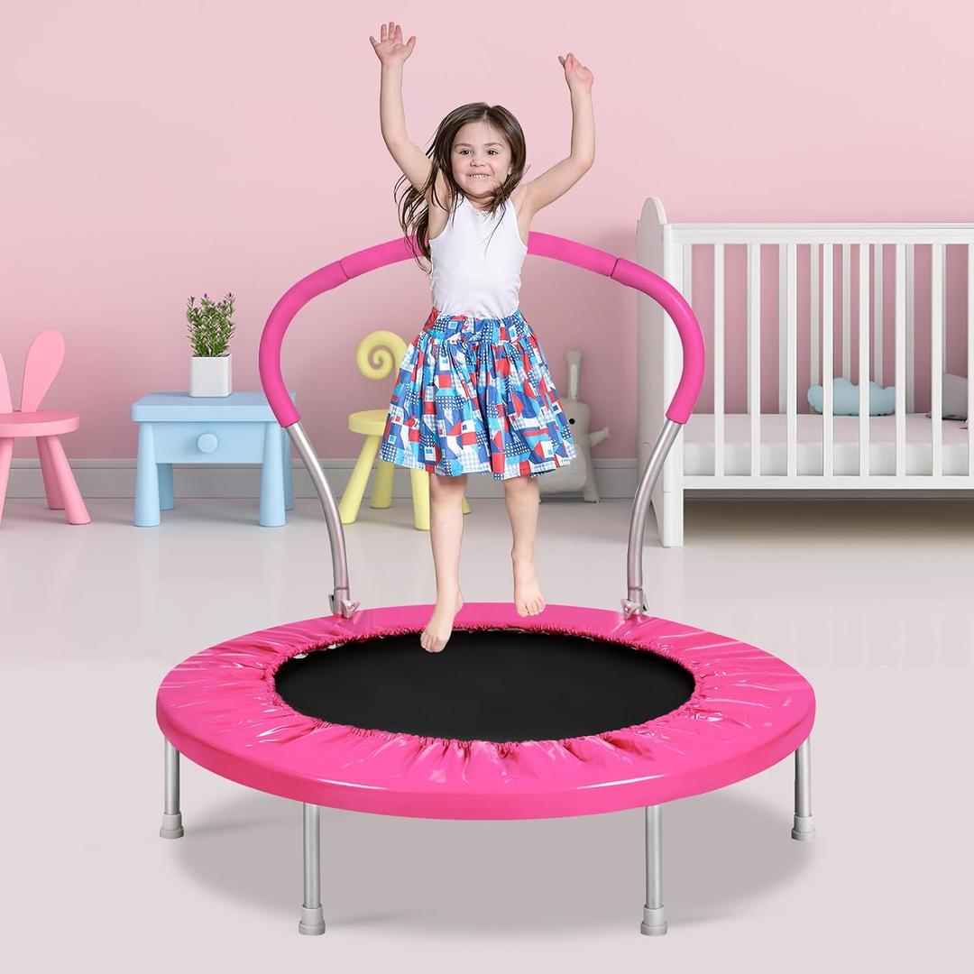 Lyromix 36-Inch Kids Trampoline with Handle - Indoor Mini Tranpoline for Toddlers, Small Fitness Rebounder for Indoor and Outdoor Use
