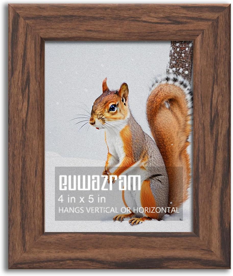 Rustic Walnut 4x5 Frame - Single Frame, 4 x 5 Poster Frame for Artwork, Puzzles, Photos and Movie Posters Picture Frames