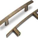 homdiy 30 Pack Solid Heavy Duty Zinc Alloy Cabinet Handles, Antique Brass Cabinet Pulls, 3-3/4 Inch Hole Center Arch Drawer Pulls Retro Hardware for Kitchen Bathroom Cupboard