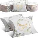 Haomian 100 PCS 4.5Inch x 3.5Inch Kraft Paper Pillow Gift Boxes Candy Treat Gift Box Wedding Gift for Guests Boxes Sweet Bags Thank You Box for Bridal Shower Wedding Shower Birthday Party Supplies