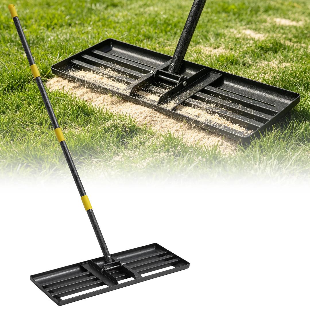 Lawn Leveling Rake,82 Inch Long Handle Rakes for Lawns 30"x10" Heavy Duty Lawn Leveler Tool for Soil Compost Sand Landscape Rake for Yard Garden Golf Course